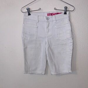 Glo Jeans White Embroidered Denim Bermuda Shorts Girls 12